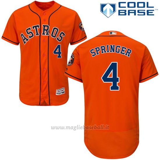 Maglia Baseball Uomo Houston Astros George Springer Autentico Collezione Arancione Cool Base